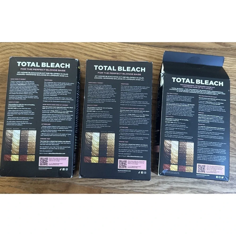Bleach London Total Bleach Kits for Platinum Blonde Hair 3 Pack.